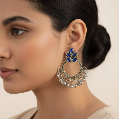 Jugni vibrant stud earrings (Red)&Fine Shine stud earrings (Blue) Combo set