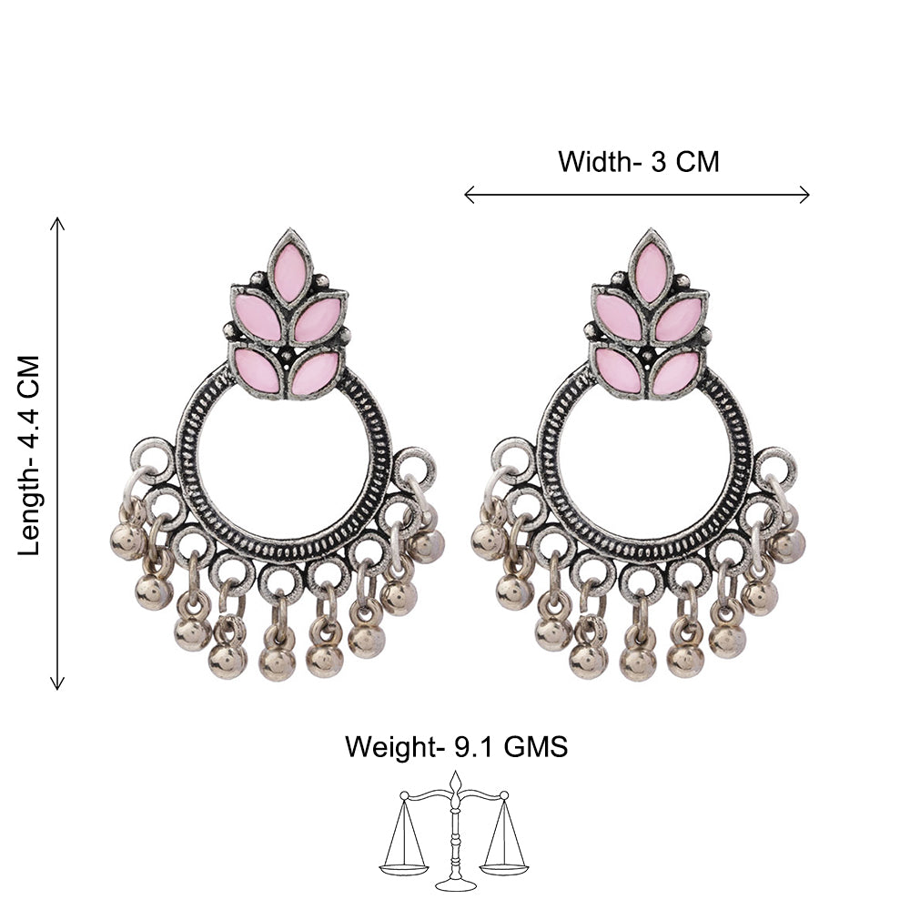 Royal Triple Bell Layered Jhumka Earring (Dark Maroon) Fine Shine stud earrings (Baby Pink) Combo set