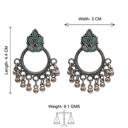 Carved Charm Dangler earrings (White) Fine Shine stud earrings (Mint) Combo set
