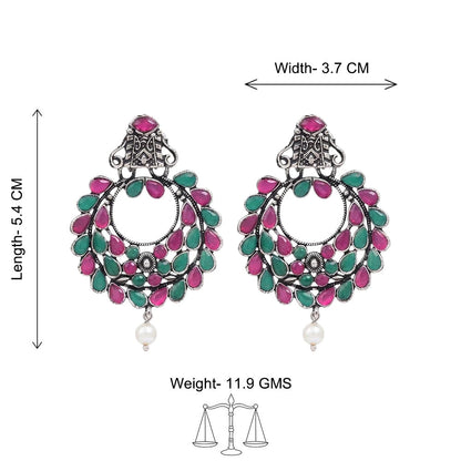 Peacock glow stone studded dangler & Diva Drops stud Combo set