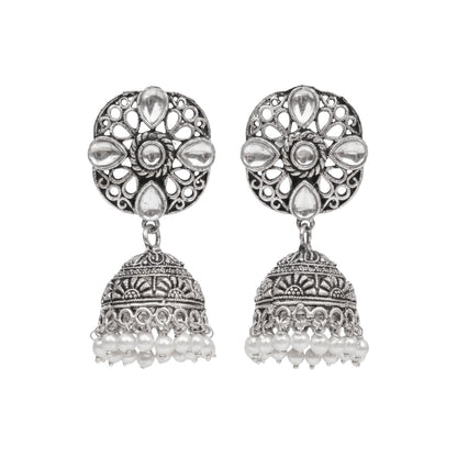 Curv & Swirl jhumka earring (White)