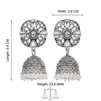 Curv & Swirl jhumka earring (White)