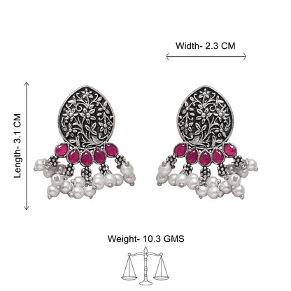 Peacock glow stone studded dangler & Zari carving drop stud earring Combo set