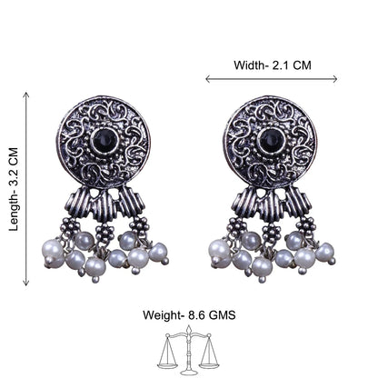 Peacock glow stone studded dangler & Button rays stud earring Combo set