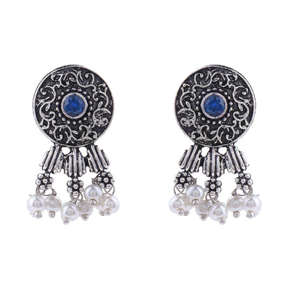 Button rays stud earring (Blue)