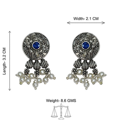 Button rays stud earring (Blue)