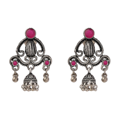 Swirly strings jhumki earrings (Red)
