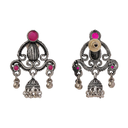 Swirly strings jhumki earrings (Red)
