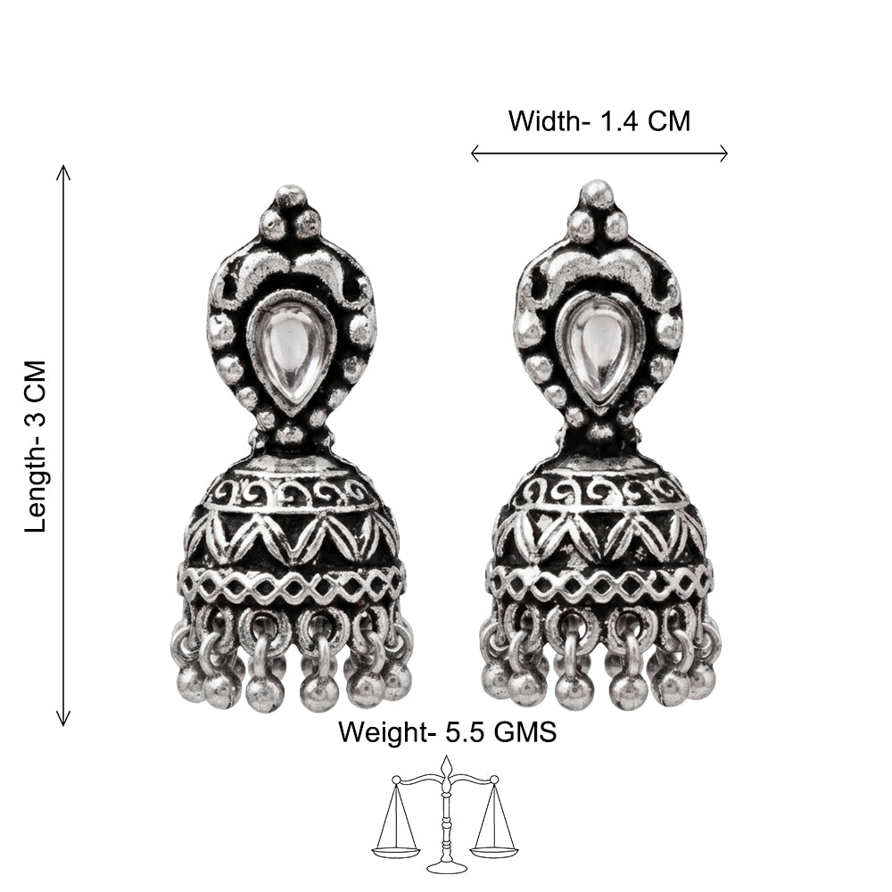 Royal Triple Bell Layered Jhumka Earring (Dark Maroon) Jharokha stone studded jhumki earring (White) Combo set