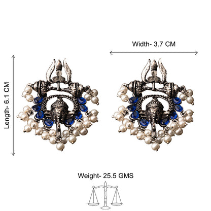 Sacred Sparkle pearl dangler earrings (Blue)