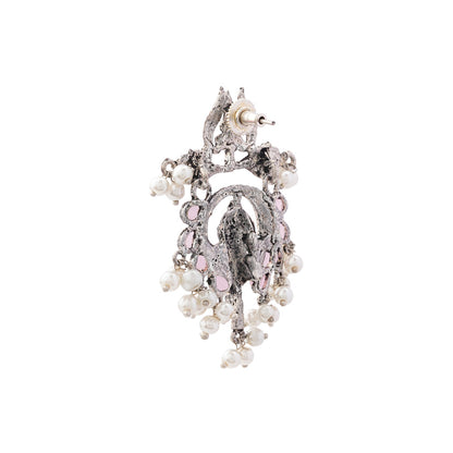 Sacred Sparkle pearl dangler earrings (Baby Pink)
