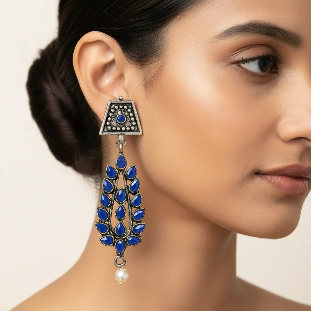 Kalash Kamal earring  Precious Petal stone studded dangler earring Combo