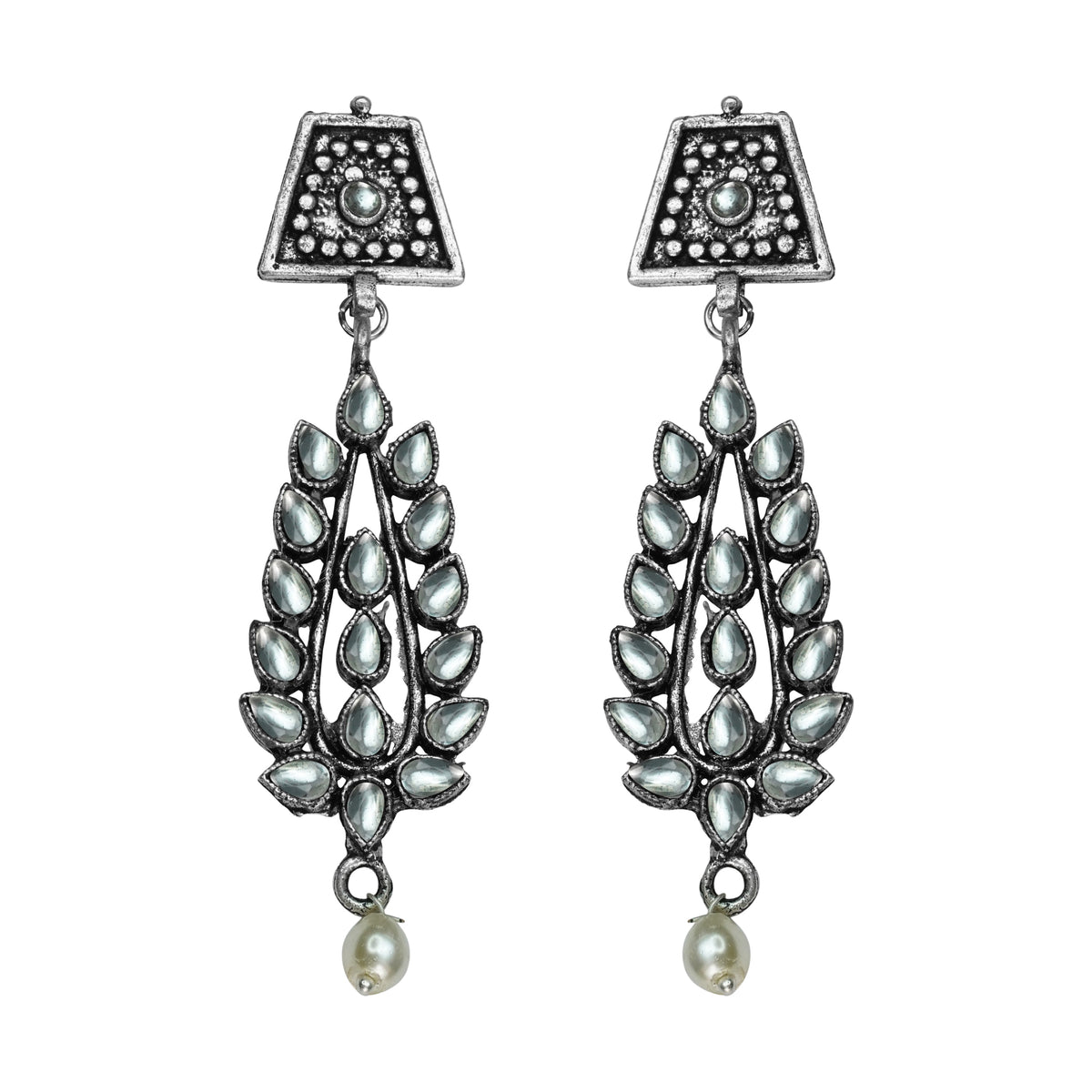 Evergreen earrings (Red) Precious Petal stone studded dangler earring (White) Combo set