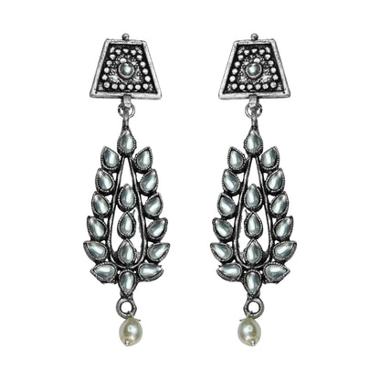Evergreen earrings (Red) Precious Petal stone studded dangler earring (White) Combo set