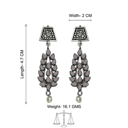 Precious Petal stone studded dangler earring (Baby Pink)