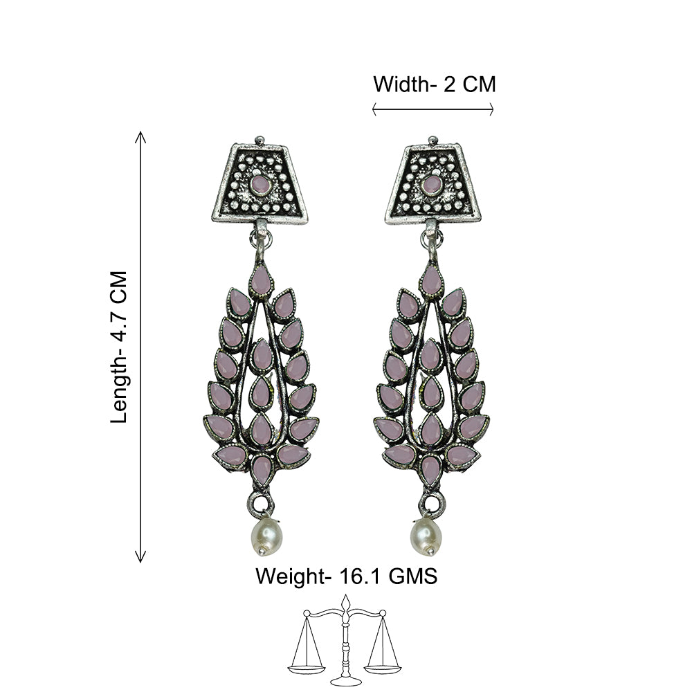 Royal Triple Bell Layered Jhumka Earring (Dark Maroon) Precious Petal stone studded dangler earring (Baby Pink) Combo set