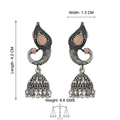 Peacock glow stone studded dangler & Paisley Swirl Ghungroo jhumki Combo set