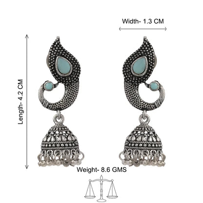 Peacock glow stone studded dangler & Paisley Swirl Ghungroo jhumki Combo set