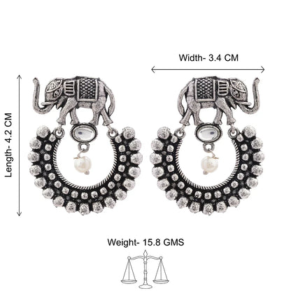 Kalash Kamal earring  Elephant Arc dangler earrings (White) Combo set