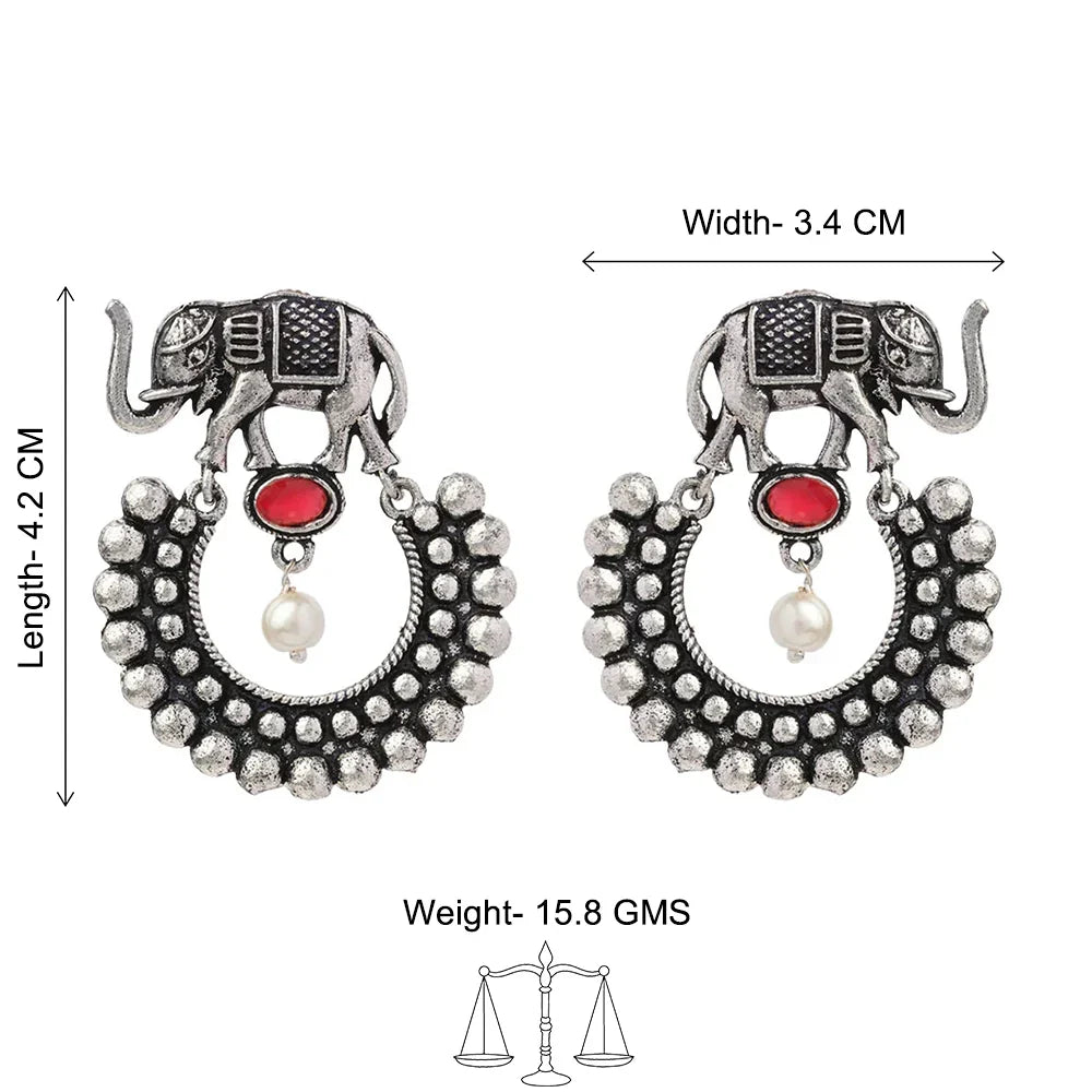 Kalash Kamal earring  Elephant Arc dangler earrings (Dark Red) Combo set