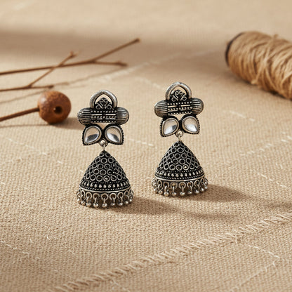 Stunning stone studded jhumki earrings (White)