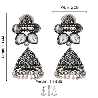Stunning stone studded jhumki earrings (White)