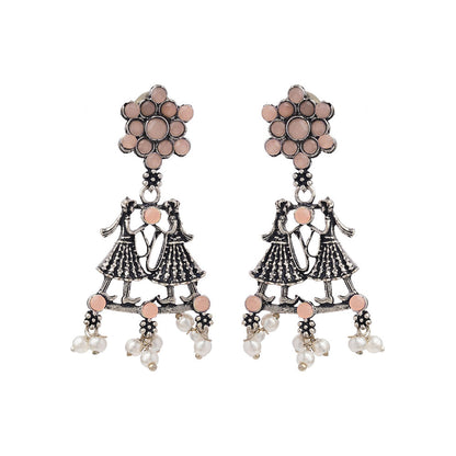 Bride-Groom Floral dangler earrings (Light Orange)
