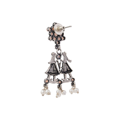 Bride-Groom Floral dangler earrings (Light Orange)