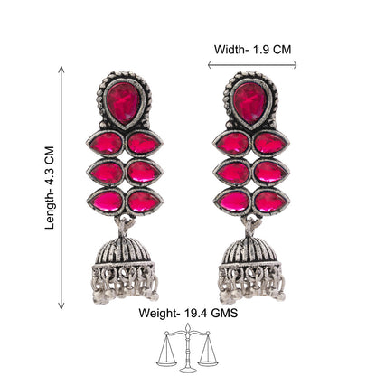 Royal Triple Bell Layered Jhumka Earring (Black) Dazzle Dash Jhumki earring (Red) Combo set
