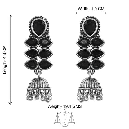 Charmbell earrings (Blue) Dazzle Dash Jhumki earring (Black) Combo set