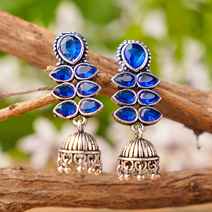 Dazzle Dash Jhumki earring (Blue)