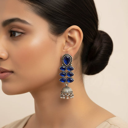 Dazzle Dash Jhumki earring (Blue)