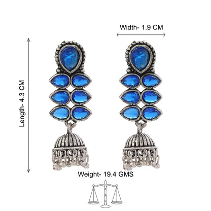 Charmbell earrings (Light Orange) Dazzle Dash Jhumki earring (Blue) Combo set