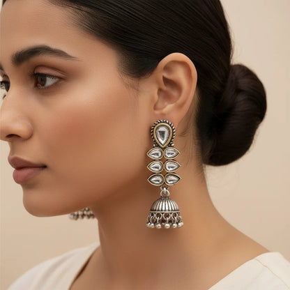 Dazzle Dash Jhumki earring (White) Dazzle Dash Jhumki earring (Green) Combo set