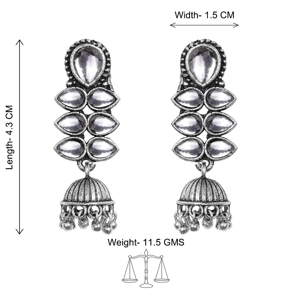 Charmbell earrings (Yellow) Dazzle Dash Jhumki earring (White) Combo set