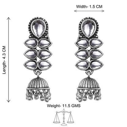 Charmbell earrings (Yellow) Dazzle Dash Jhumki earring (White) Combo set