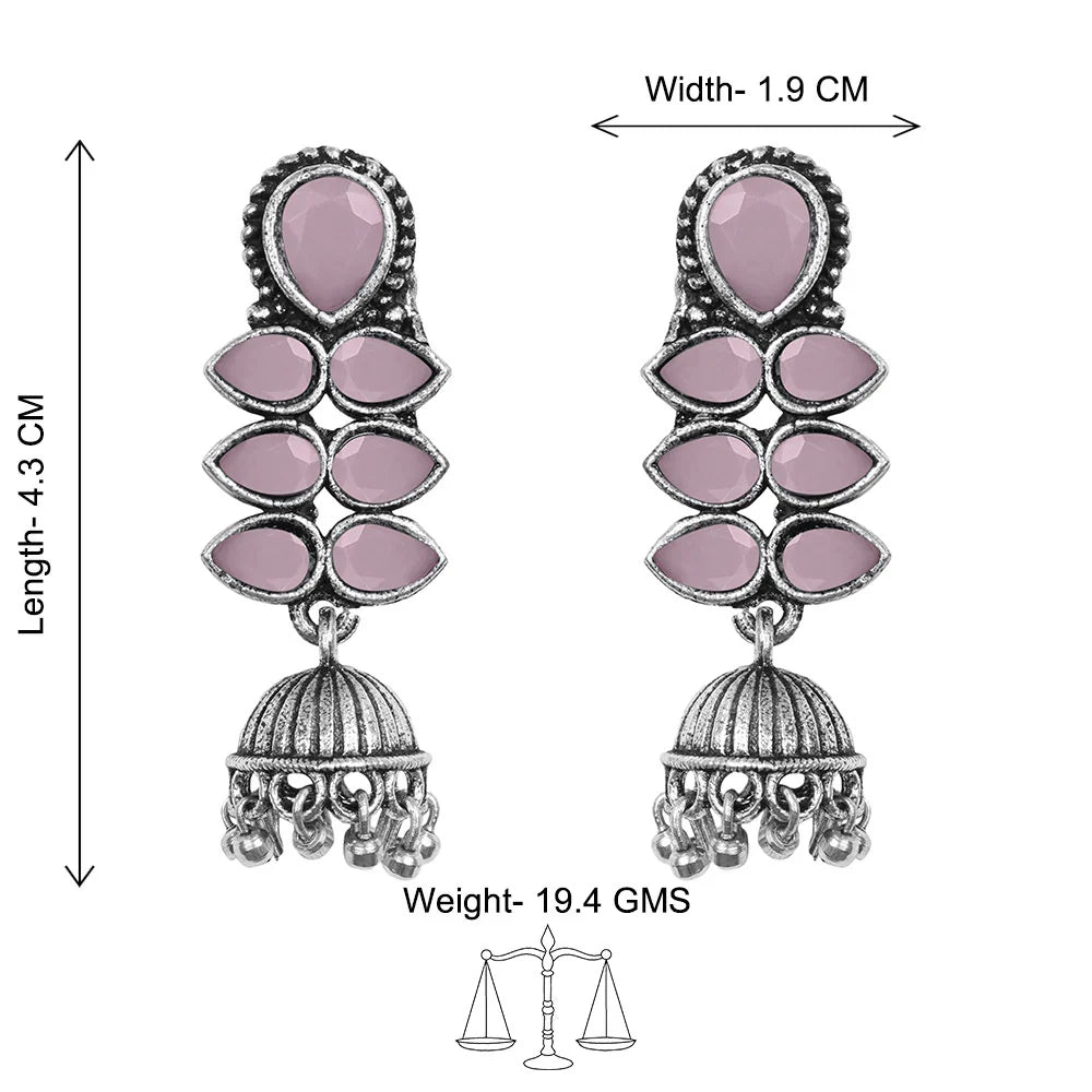 Charmbell earrings (Blue) Dazzle Dash Jhumki earring (Baby Pink) Combo set