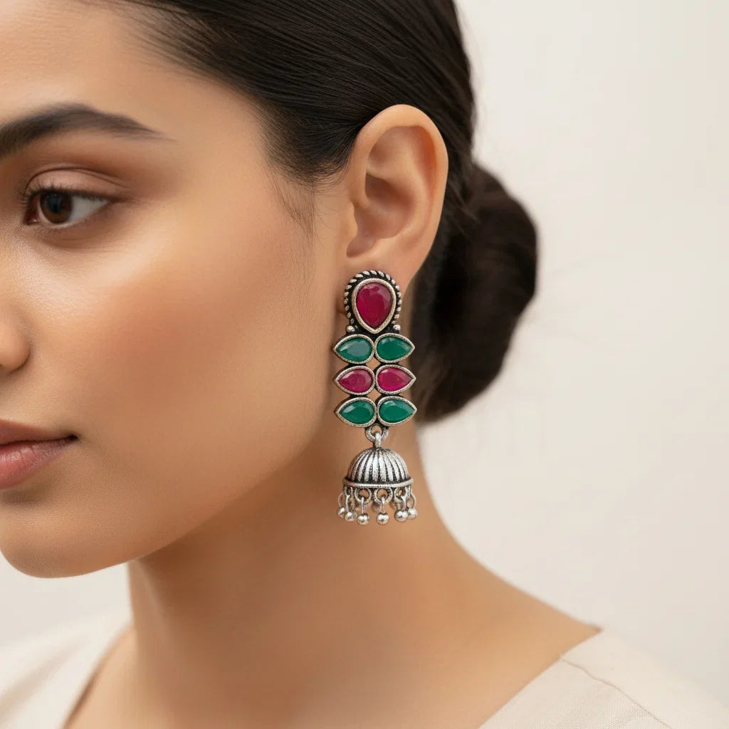 Charmbell earrings Light Orange Dazzle Dash Jhumki earring Combo set