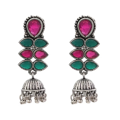 Royal Triple Bell Layered Jhumka Earring (Black) Dazzle Dash Jhumki earring (Multicolored) Combo set