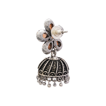Periwinkle stone studded jhumki earrings (Light Orange)