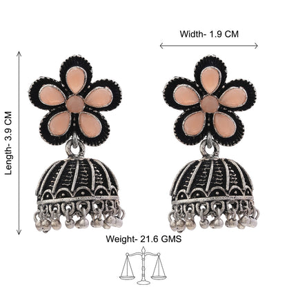 Periwinkle stone studded jhumki earrings (Light Orange)