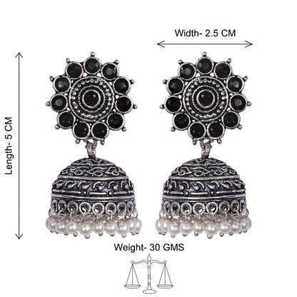 Peacock glow stone studded dangler & Phoolon ki baali pearl jhumki Combo set