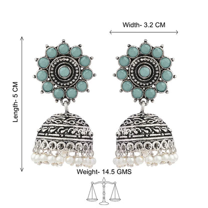 Peacock glow stone studded dangler & Phoolon ki baali pearl jhumki Combo set