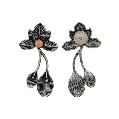 Bud Flower oxidized stud earrings (Light Orange)