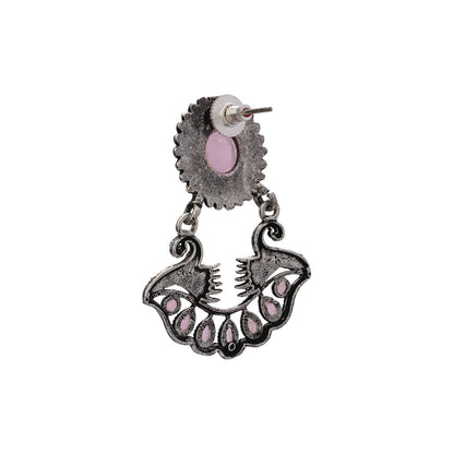 Marigold gem stone studded dangler earrings (Baby Pink)