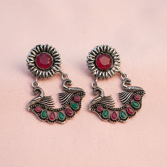 Marigold gem stone studded dangler earrings (Multicolored)