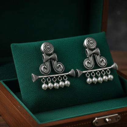 StylishKudi Oxidised Silver Jhumki&Stud Earring ComboSet for Women&girl