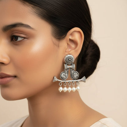 StylishKudi Oxidised Silver Jhumki&Stud Earring ComboSet for Women&girl