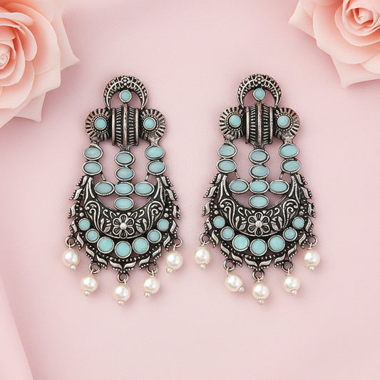 Heritage Bloom pearl stud earrings (Mint)