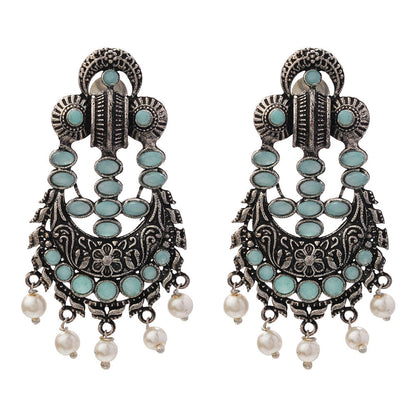 Heritage Bloom pearl stud earrings (Mint)